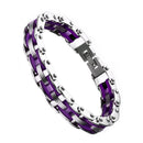Men Jewelry Stainless Steel Bicycle Purple Hand Chain Charm Bangle Bracelet