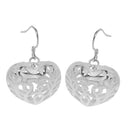 Women Jewelry Classical Silver Heart Shape Hollow Dangle Earrings Ear Studs