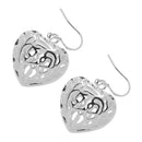 Women Jewelry Classical Silver Heart Shape Hollow Dangle Earrings Ear Studs