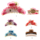 Large Ladies Acrylic Floral Flower Hair Claw Hair Accessories Leopard