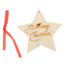 Handmade Wooden Star Merry Christmas Printed Xmas Hanging DIY Decorations