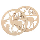 Handmade Round Wooden Hollow Deer Design Christmas Decor Pack of 5pcs