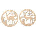 Handmade Round Wooden Hollow Deer Design Christmas Decor Pack of 5pcs