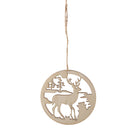 Handmade Round Wooden Hollow Deer Design Christmas Decor Pack of 5pcs
