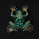 Retro Green Crystal Rhinestone Frog Collar Brooch Pin Xmas Wedding Jewelry