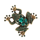 Retro Green Crystal Rhinestone Frog Collar Brooch Pin Xmas Wedding Jewelry