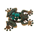 Retro Green Crystal Rhinestone Frog Collar Brooch Pin Xmas Wedding Jewelry