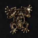 Retro Green Crystal Rhinestone Frog Collar Brooch Pin Xmas Wedding Jewelry