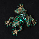 Retro Green Crystal Rhinestone Frog Collar Brooch Pin Xmas Wedding Jewelry