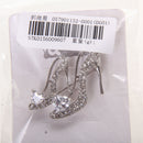 Ladies Silver Crystal Rhinestone High Heeled Princess Shoes Brooch Pin
