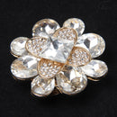 Women Party Fashion Gold Alloy Crystal Petals Clothing Accessory Flower Brooch