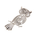 White Owl Crystal Rhinestone Collar Brooch Pin Xmas Wedding Jewelry Gift