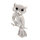 White Owl Crystal Rhinestone Collar Brooch Pin Xmas Wedding Jewelry Gift