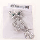 White Owl Crystal Rhinestone Collar Brooch Pin Xmas Wedding Jewelry Gift