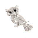 White Owl Crystal Rhinestone Collar Brooch Pin Xmas Wedding Jewelry Gift