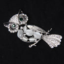 White Owl Crystal Rhinestone Collar Brooch Pin Xmas Wedding Jewelry Gift