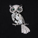 White Owl Crystal Rhinestone Collar Brooch Pin Xmas Wedding Jewelry Gift
