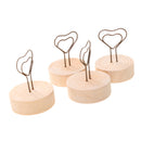 10pcs Love Heart Shape Round Wood Base Wire Memo Holder Paper Note Clip