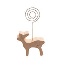 Pack of 10 Wooden Deer Design Memo Holder Notes Cards Wire Clip Photo Display