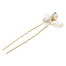 6Pcs Bridal Gold Leaf Hair Stick Pearl Crystal Flower Hairpins Clips Bridesmaid