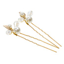 6Pcs Bridal Gold Leaf Hair Stick Pearl Crystal Flower Hairpins Clips Bridesmaid