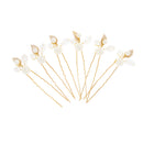 6Pcs Bridal Gold Leaf Hair Stick Pearl Crystal Flower Hairpins Clips Bridesmaid
