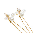 6Pcs Bridal Gold Leaf Hair Stick Pearl Crystal Flower Hairpins Clips Bridesmaid