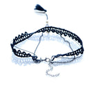 Gothic 3 Layers Triangle Rivet Tassel Pendant Necklace Women Lace Jewelry