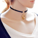 Vintage Black Gothic 2 Layers Geometry Pendant Necklace Women Lace Jewelry