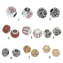 5pcs Pink Crystal Silver Loose Charms Beads For European Bracelet Chain