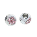 5pcs Pink Crystal Silver Loose Charms Beads For European Bracelet Chain