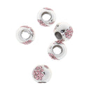 5pcs Pink Crystal Silver Loose Charms Beads For European Bracelet Chain