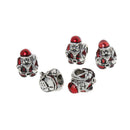 5pcs Charm Bracelet Beads Vintage Silver Xmas Santa Charm For Bracelet