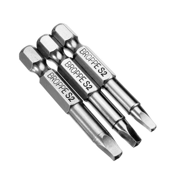 BROPPE 3Pcs 50mm S1-S3 Magnetic Square Head Screwdriver Bits 1/4 Inch Hex Shank