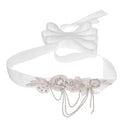Elegant Wedding Bridal Bridesmaid Sash Belt Dress Decoration Crystal Pearl Waistband Long Satin