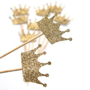Glitter Paper Crown Shape Cake Topper Pick Wedding Party Favor Decoration Pack of 20