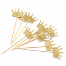 Glitter Paper Crown Shape Cake Topper Pick Wedding Party Favor Decoration Pack of 20