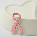 Pink Enamel Breast Cancer Awareness Charity Ribbon Brooch Pin w/ Silver Edge