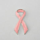 Pink Enamel Breast Cancer Awareness Charity Ribbon Brooch Pin w/ Silver Edge