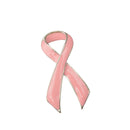 Pink Enamel Breast Cancer Awareness Charity Ribbon Brooch Pin w/ Silver Edge