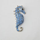 Blue Crystal Rhinestone Sea Horse Collar Brooch Pin Wedding Bridal Gift