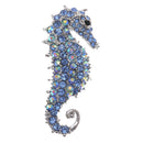 Blue Crystal Rhinestone Sea Horse Collar Brooch Pin Wedding Bridal Gift
