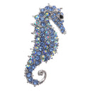 Blue Crystal Rhinestone Sea Horse Collar Brooch Pin Wedding Bridal Gift
