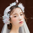 Fashion Elegent Wedding Bridal Veil with Feather Hair Clip Hair Decoration