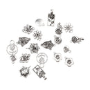 Pack of 20 Vintage Jewelry Charms Flower Pendants for DIY Jewelry Craft Xmas Gift