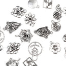 Pack of 20 Vintage Jewelry Charms Flower Pendants for DIY Jewelry Craft Xmas Gift
