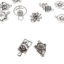 Pack of 20 Vintage Jewelry Charms Flower Pendants for DIY Jewelry Craft Xmas Gift