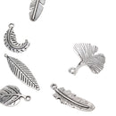 Pack of 15 Vintage Tibetan Charms DIY Jewelry Leaves Feather Accessories Pendants