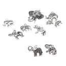 Pack of 10 Vintage Antique Silver Elephant Pendants DIY Making Craft Unique Gift