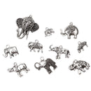 Pack of 10 Vintage Antique Silver Elephant Pendants DIY Making Craft Unique Gift